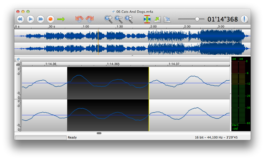 The selection was automatically adjusted\n  to start and end at a position where the wave crosses the zero\n  axis.